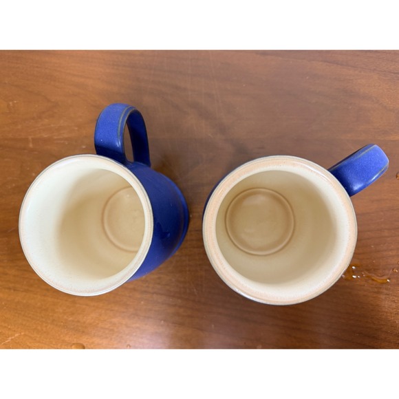 Denby Langley Tudor Cobalt Blue Stoneware Mugs Set of 2 England - Picture 8 of 9